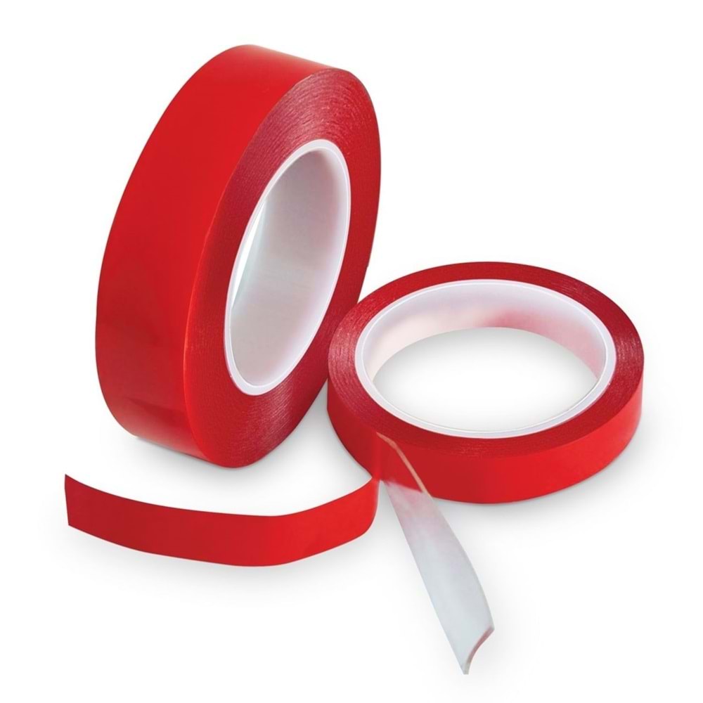 ÇİFT TARAFLI AKRİLİK BANT 18mmx2m (Krmızı-Şef) PİTON