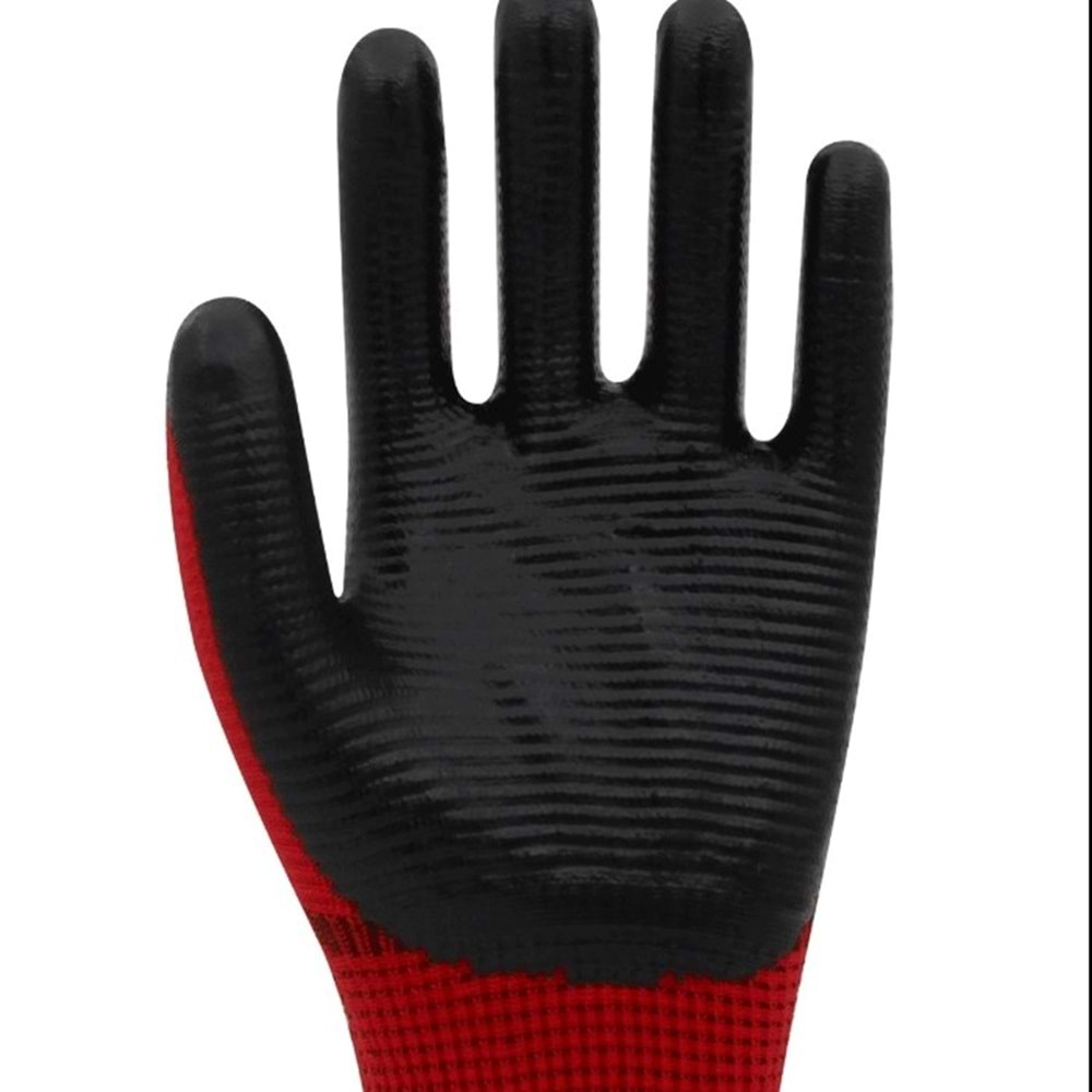 BX-NP 05 ZEBRA NİTRİL ELDİVEN KIRMIZI-SİYAH NO:10 BAYMAX