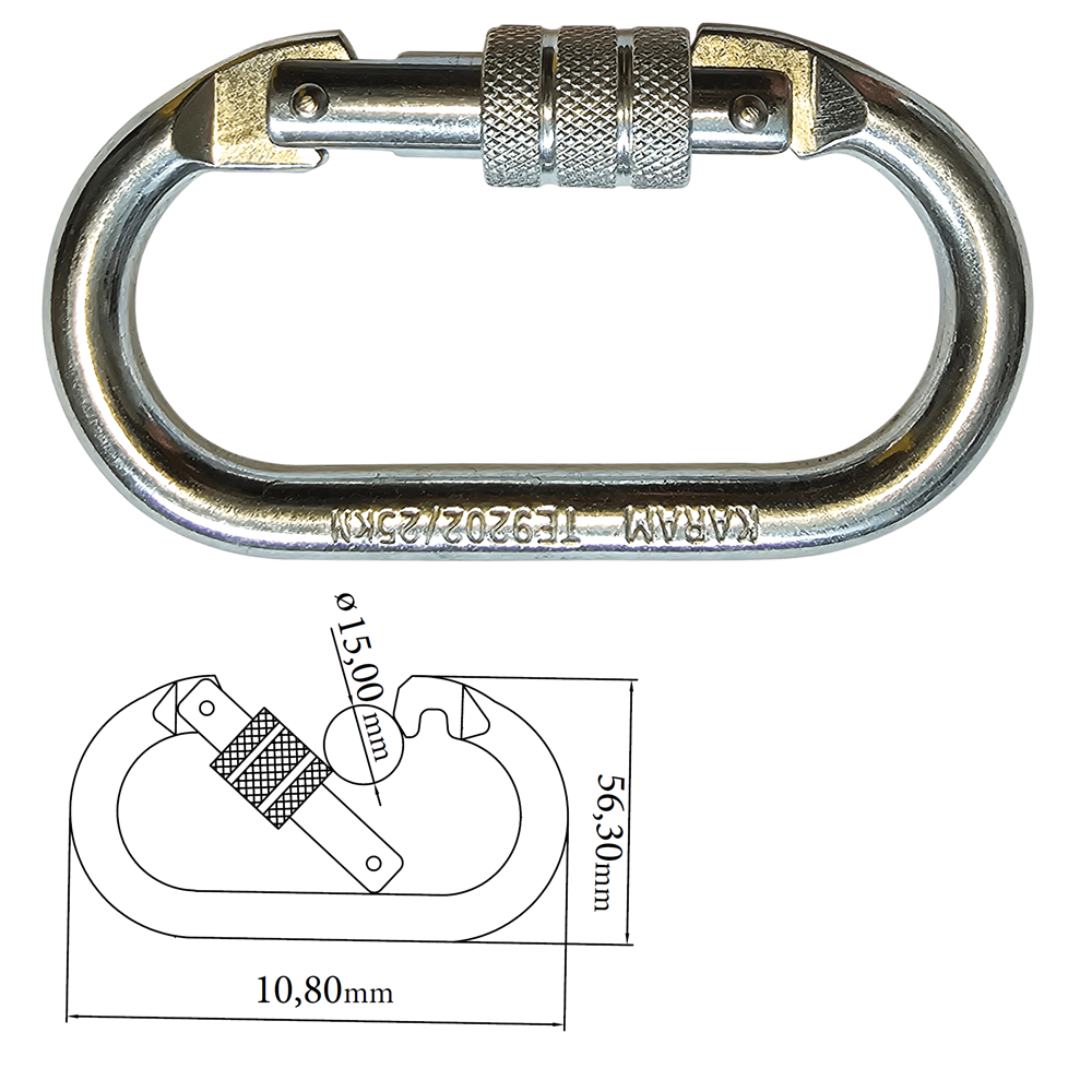 Çelik Vidalı Karabina 25 kN CE