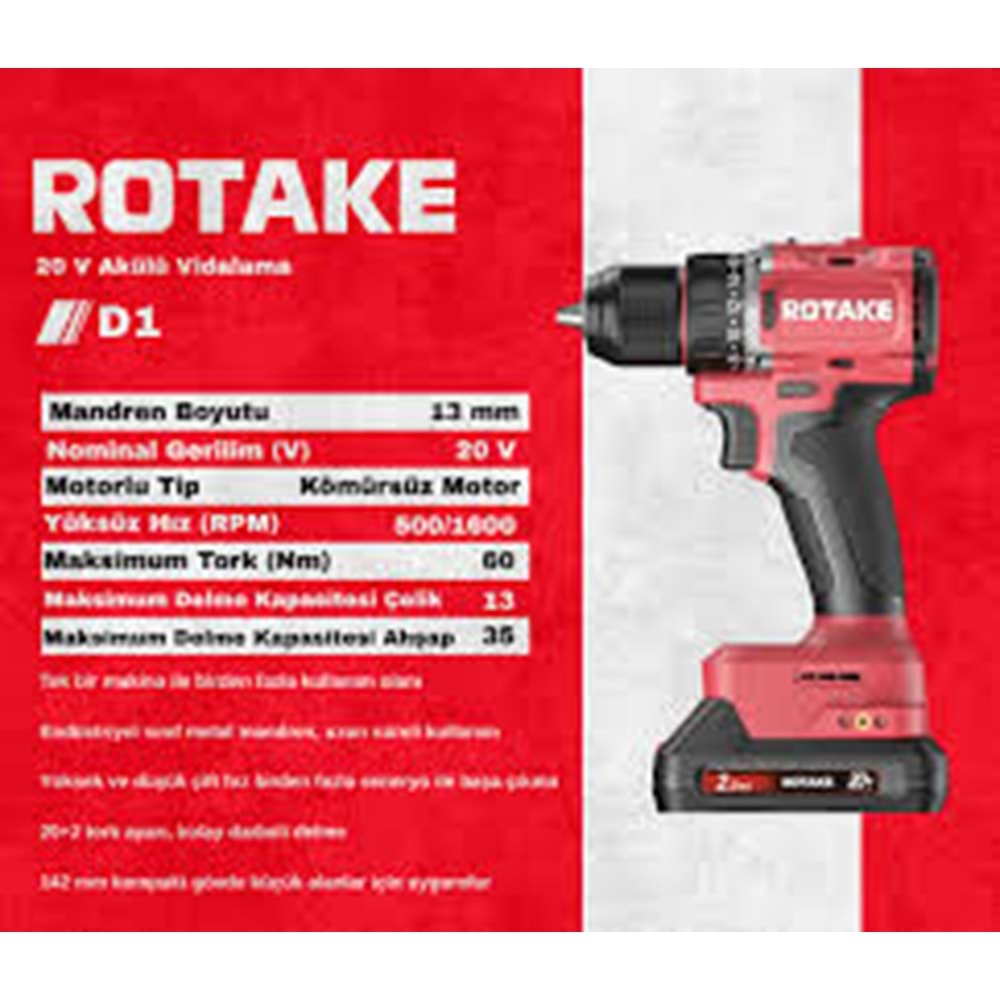 ROTAKE D1 AKÜLÜ VİDALAMA
