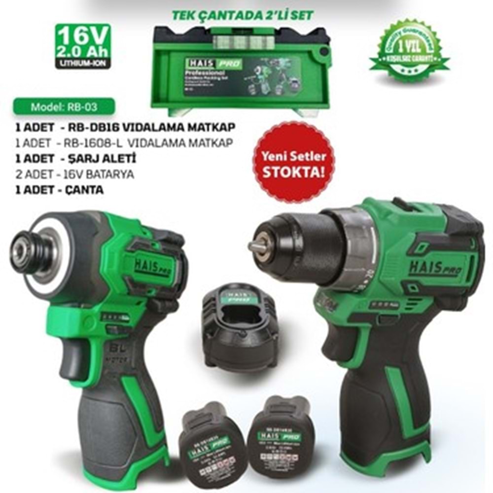 HAİS PRO 4840111 RB-03 16V 2,0 AH AKÜLÜ SET