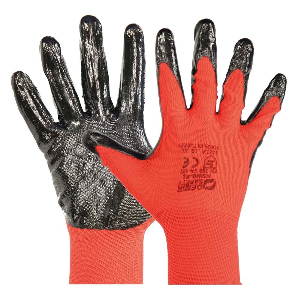 DMR 007NİTRİL ELDİVEN KIRMIZI-SİYAH