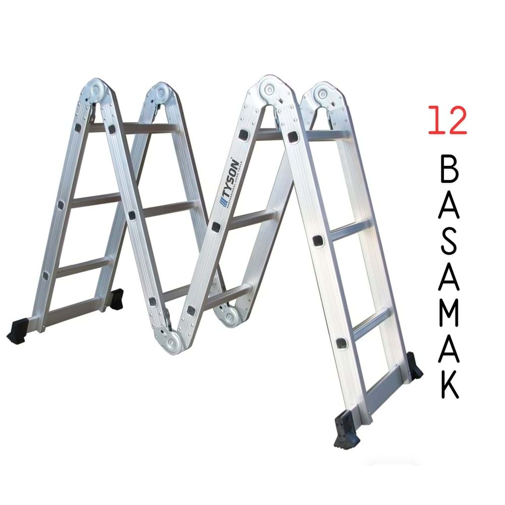 ALÜMİNYUM AKROBAT MERDİVEN ( 360 CM - 4X3- 12 BASAMAK )
