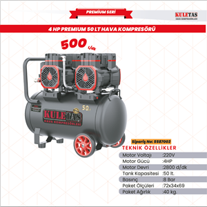 HAVA KOMPRESÖRÜ PREM. SESSİZ YAĞSIZ 50 LT KULETAŞ 5587003