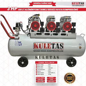 HAVA KOMP SESSİZ120 LT 3 HP ALÜMİNYUM TANK KULETAŞ