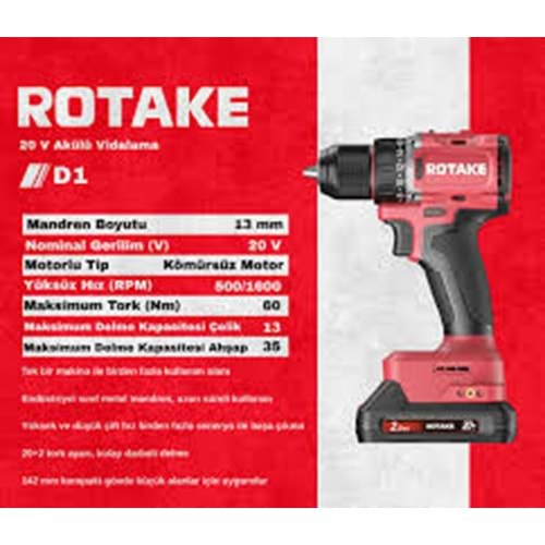 ROTAKE D1 AKÜLÜ VİDALAMA