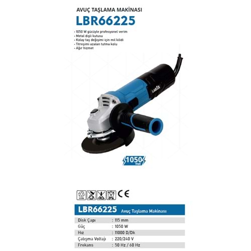 LABOR LBR66225 AVUÇ TAŞLAMA MAKİNASI 115mm 1050W