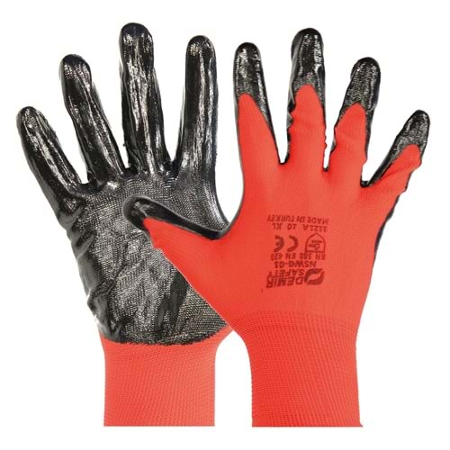 DMR 007NİTRİL ELDİVEN KIRMIZI-SİYAH