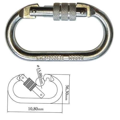 Çelik Vidalı Karabina 25 kN CE