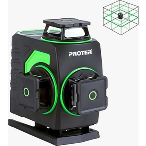 PROTER PL 460 LS 4 X 360 Şakül 4.0 Ah 3.7 V Li - on Pil (Yeşil Lazer Şarjlı)