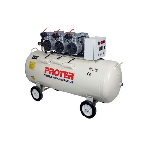 PROTER PR 203 S SESSİZ-YAĞSIZ 200 LT 3HP MONOFAZE 8 BAR HAVA KOMPRESÖRÜ