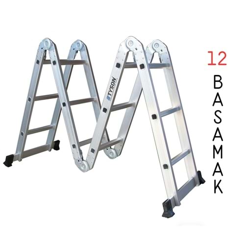 ALÜMİNYUM AKROBAT MERDİVEN ( 360 CM - 4X3- 12 BASAMAK )