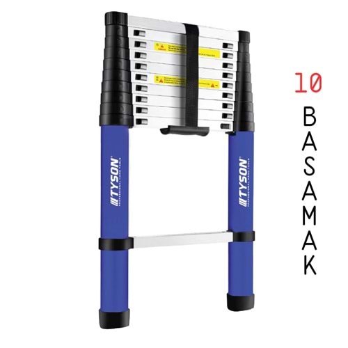 ALÜMİNYUM TELESKOPİK MERDİVEN ( 290 CM - 10 BASAMAK )